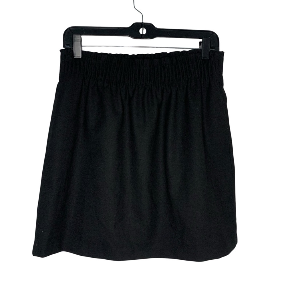 NEW J. Crew 6 Wool Blend Pull On Elastic Waist Black Mini Skirt with Pockets